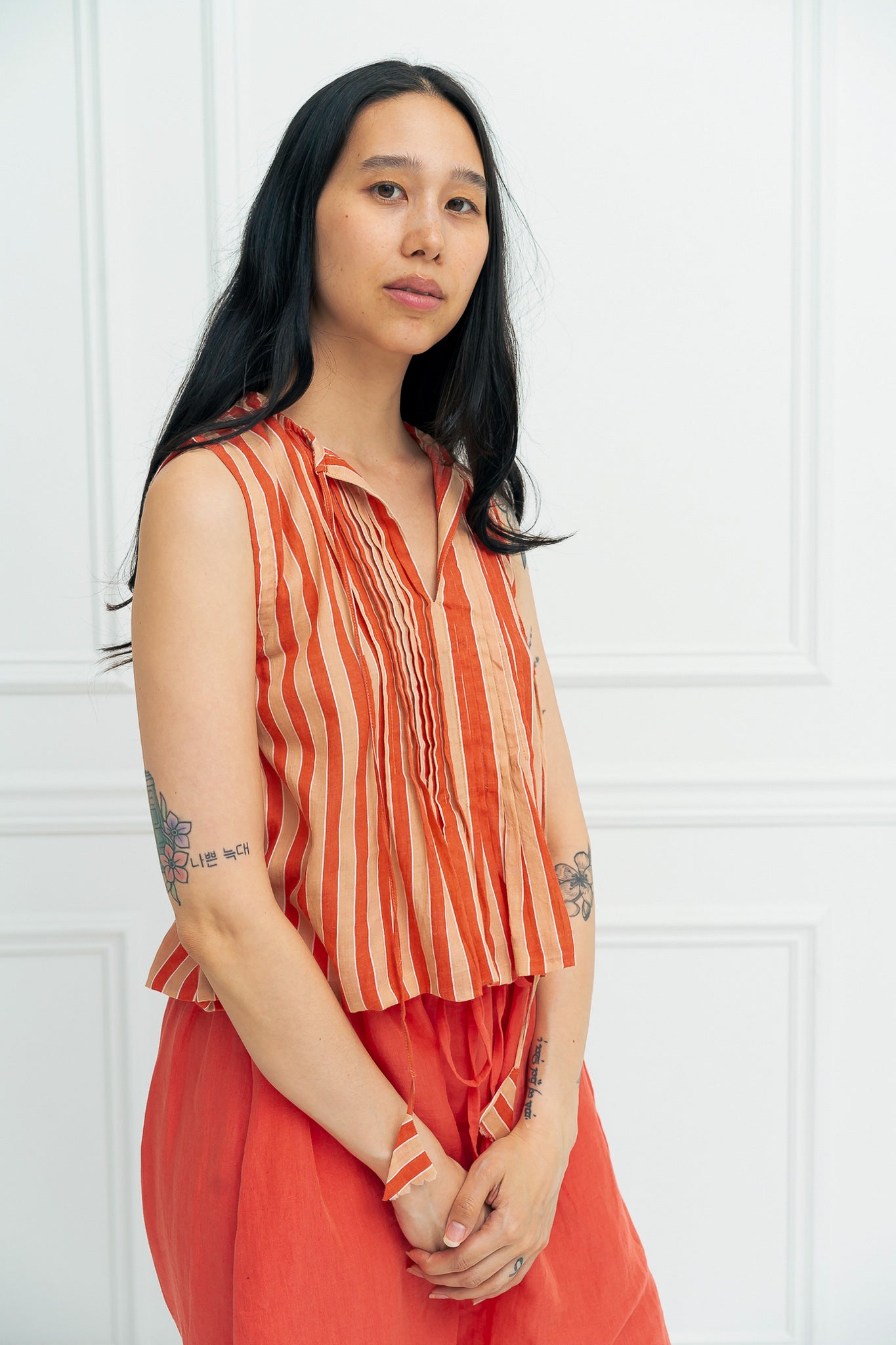 Chloe Shirt | Tangerine Stripe