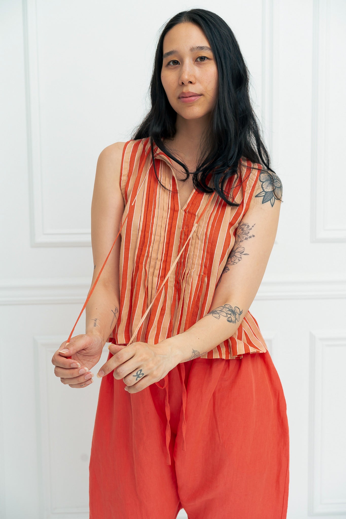 Chloe Shirt | Tangerine Stripe