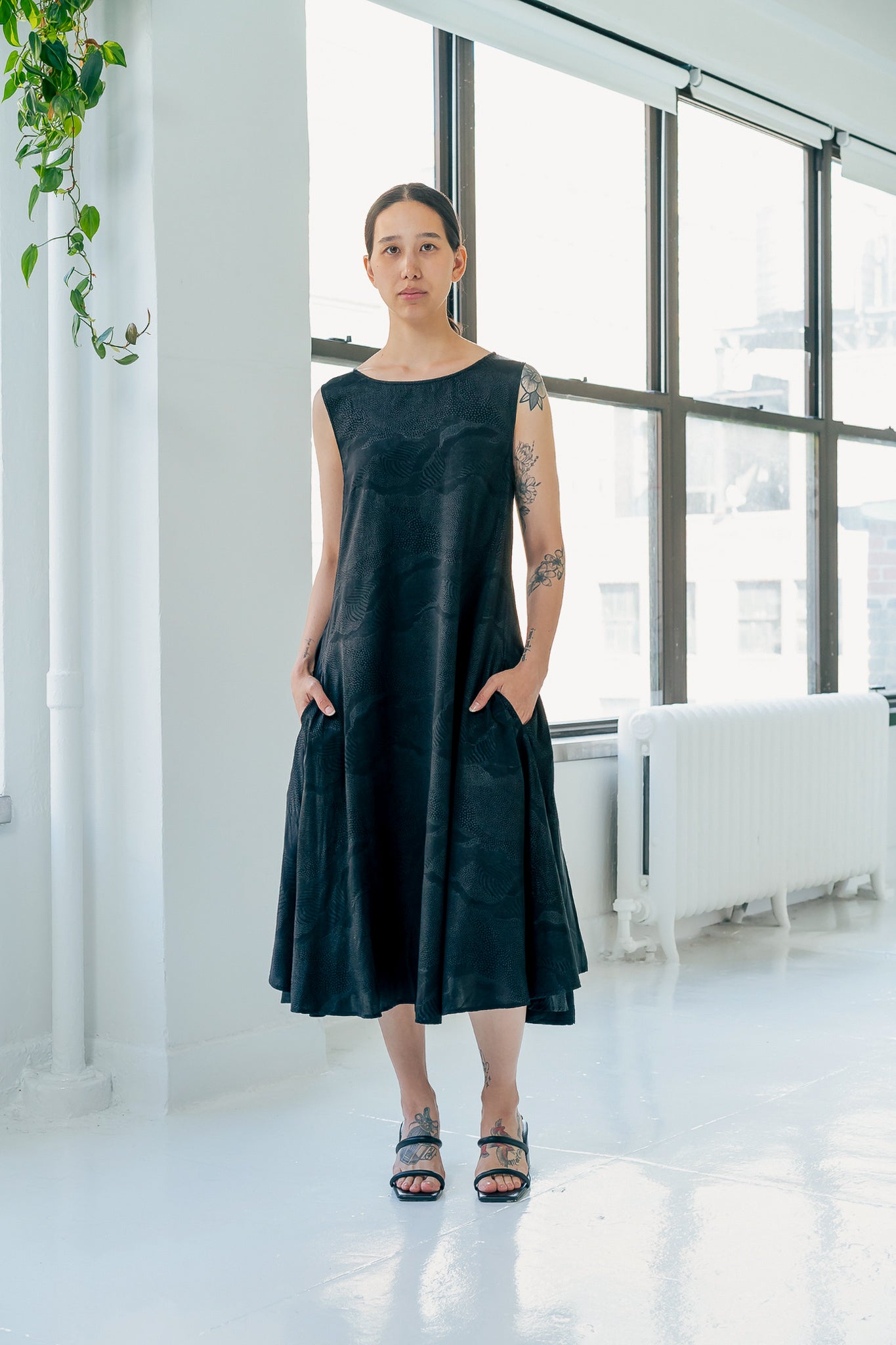 October Flare Dress | Black Bespatter Print