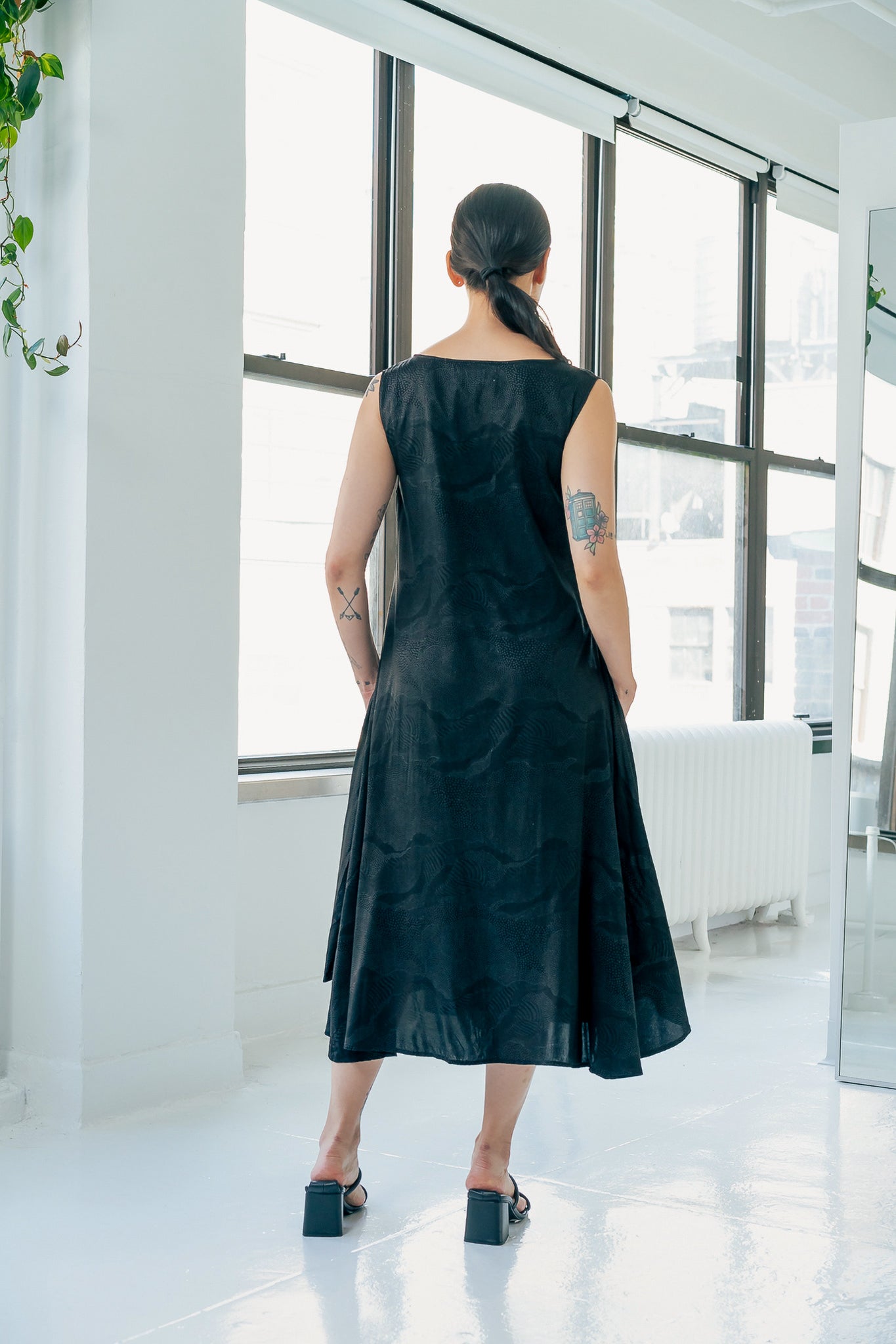 October Flare Dress | Black Bespatter Print