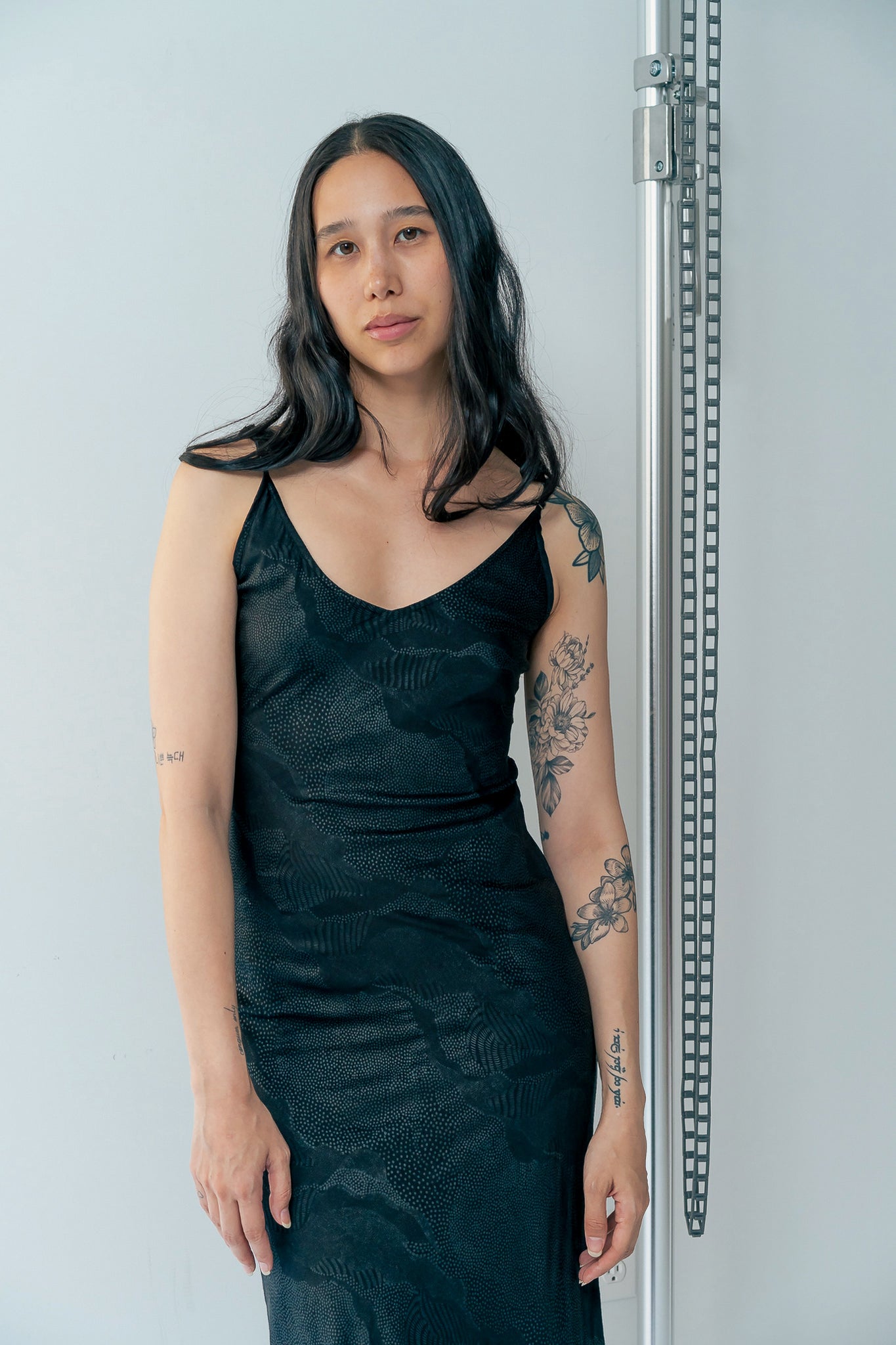Monica Slip Dress | Black Bespatter Print