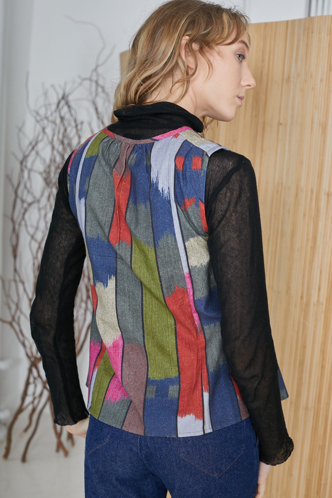 Anna Top | Multi Ikat X Flora Embroidery